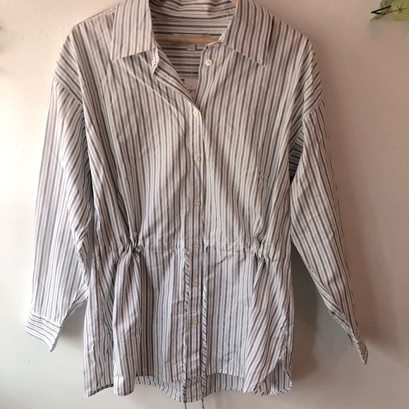 LOFT Tops - Loft Cotton & Modal Button Up Long Sleeve Tunic Blouse